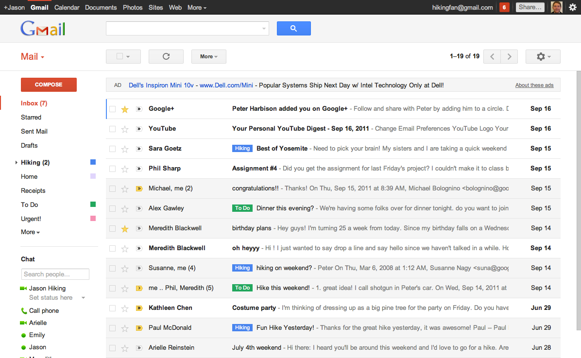 gmail screen