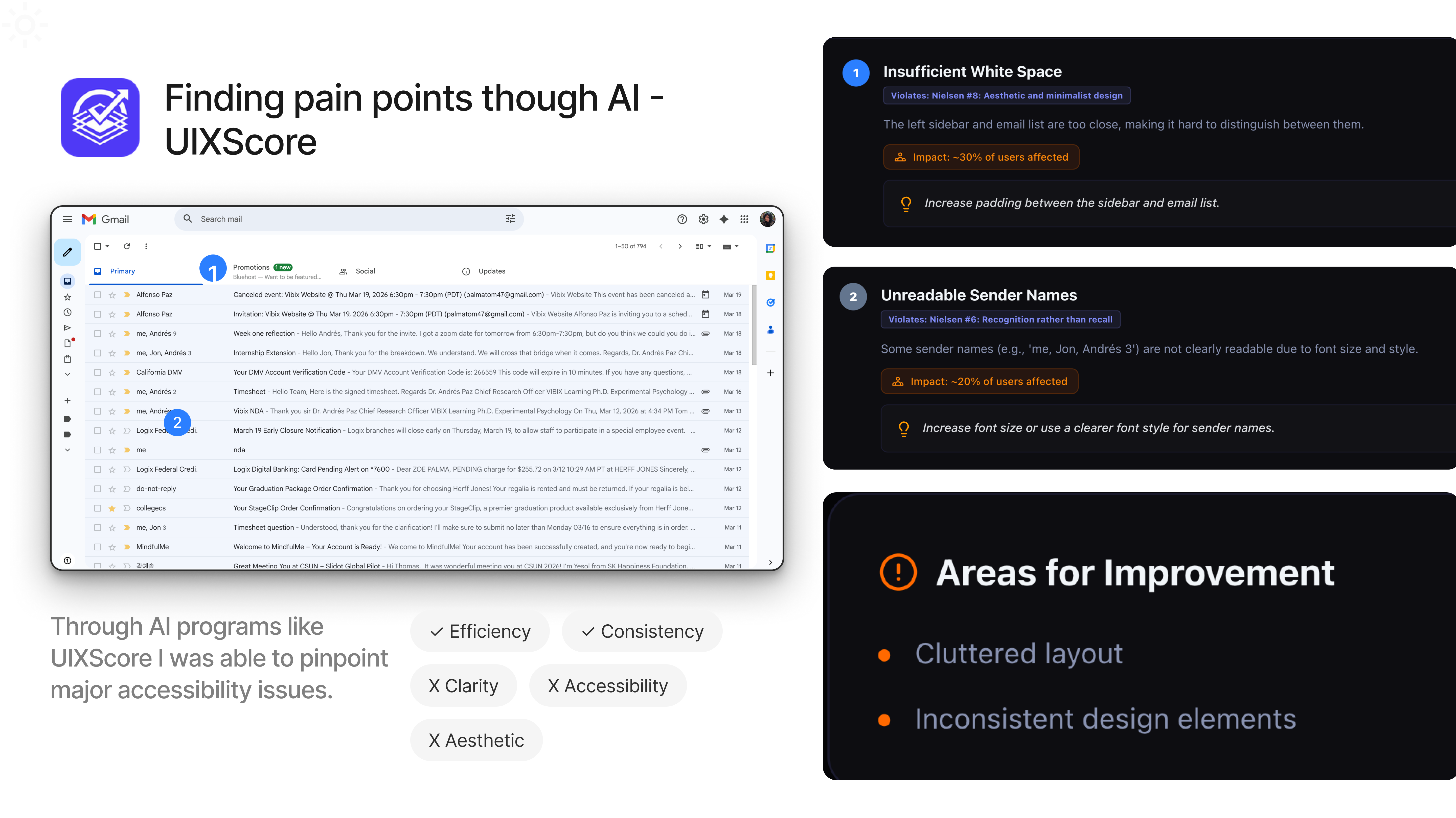 looking over AI score of accessibility
